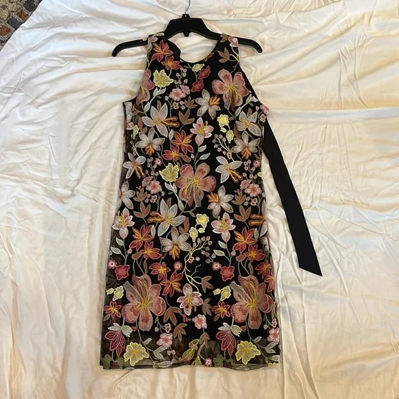 sachin and babi light blue dress Off-White Floral Cascade Wavy Midi Dress by FARM Rio